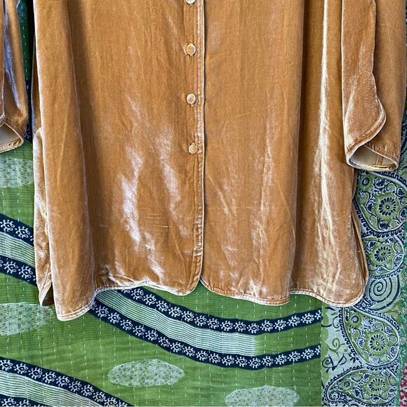 Soft Surroundings Topaz Icon Silk Blend Velvet Poets Blouse Size Large - Picture 6 of 16